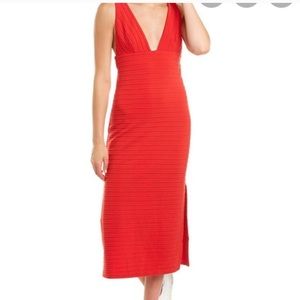 Nwt Hutch red plunge midi bodycon dress